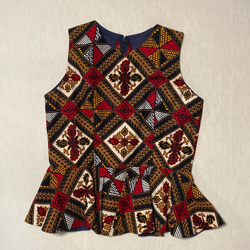 Geometric Patterned Sleeveless Top Wax Print Top NEW